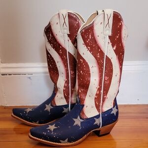 Twisted X Women's Steppin' Out American Flag Western Boots - Snip Toe Sz 7 NWT
